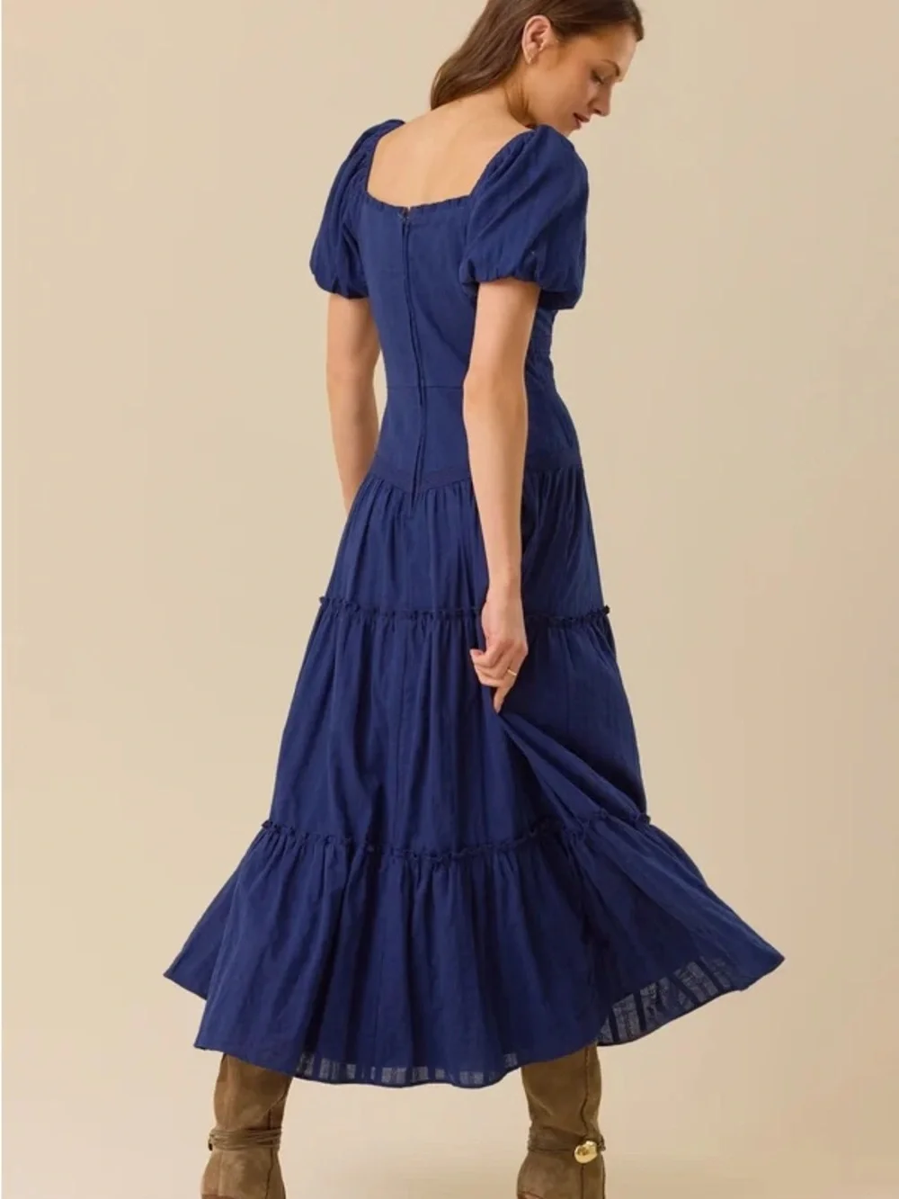 Altar'd State Blue Puff-Sleeve Maxi Dress - Picture 2 of 9
